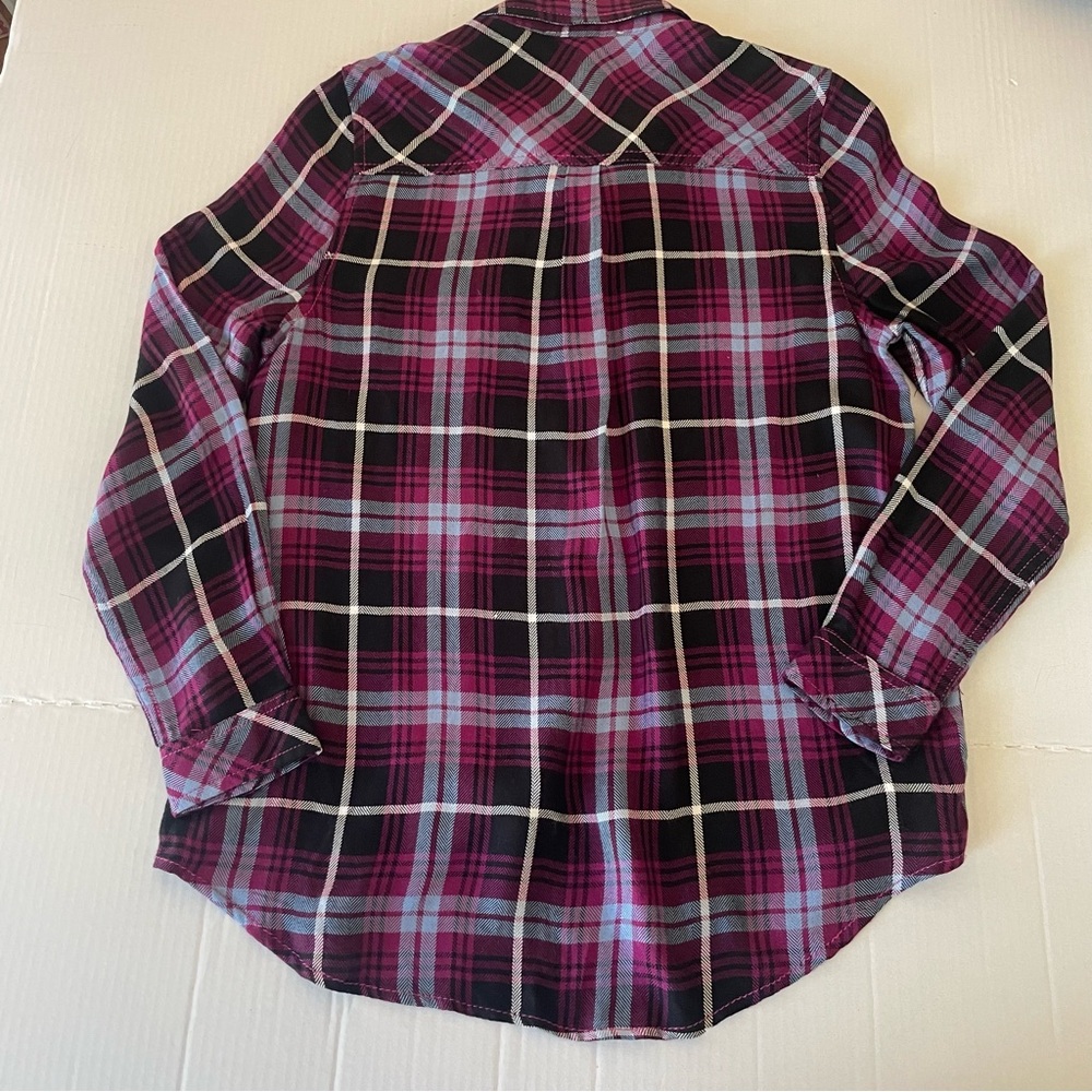 beachlunchlounge Pink and Blue Plaid Button Down Shirt Long Sleeve Cabincore - Picture 9 of 9